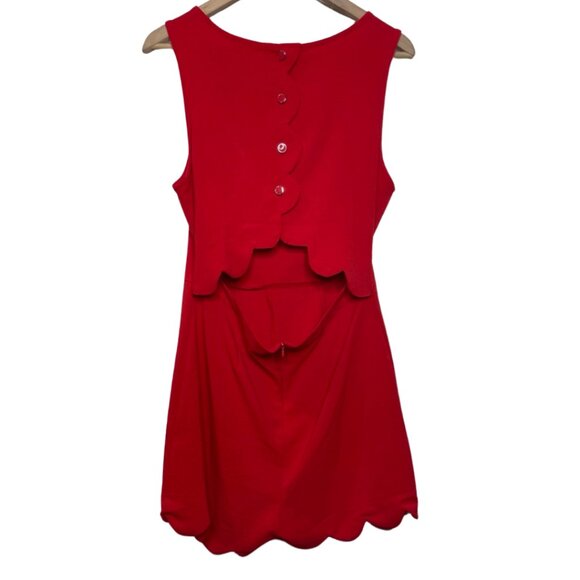 MONTEAU | Junior's Red Scalloped Hem Sleeveless Romper | Size L - Picture 8 of 13